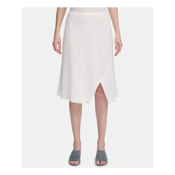 CALVIN KLEIN Womens Eyelet Below The Knee Wear To Work A-Line Skirt - Picture 1 of 1